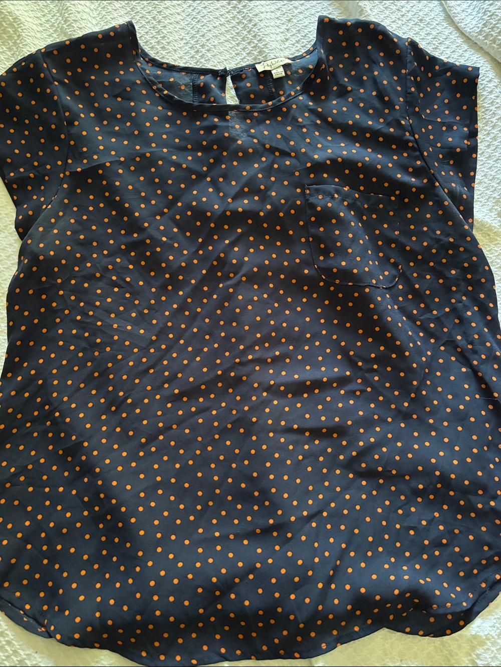 Women’s Navy polka dot blouse